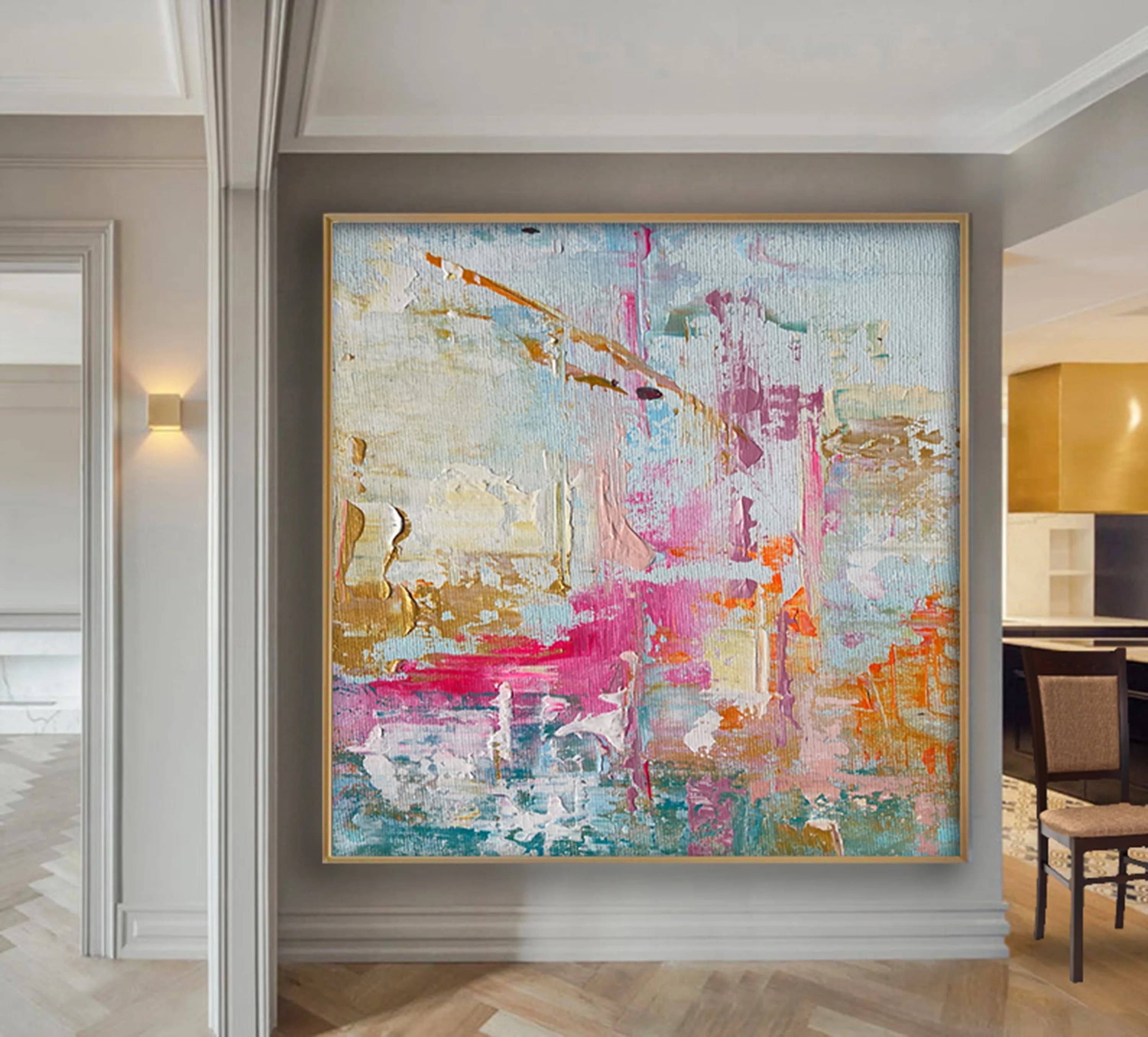 Large Sizes 100% hand painted oil painting vibrant abstract art pastel painting for modern living ro