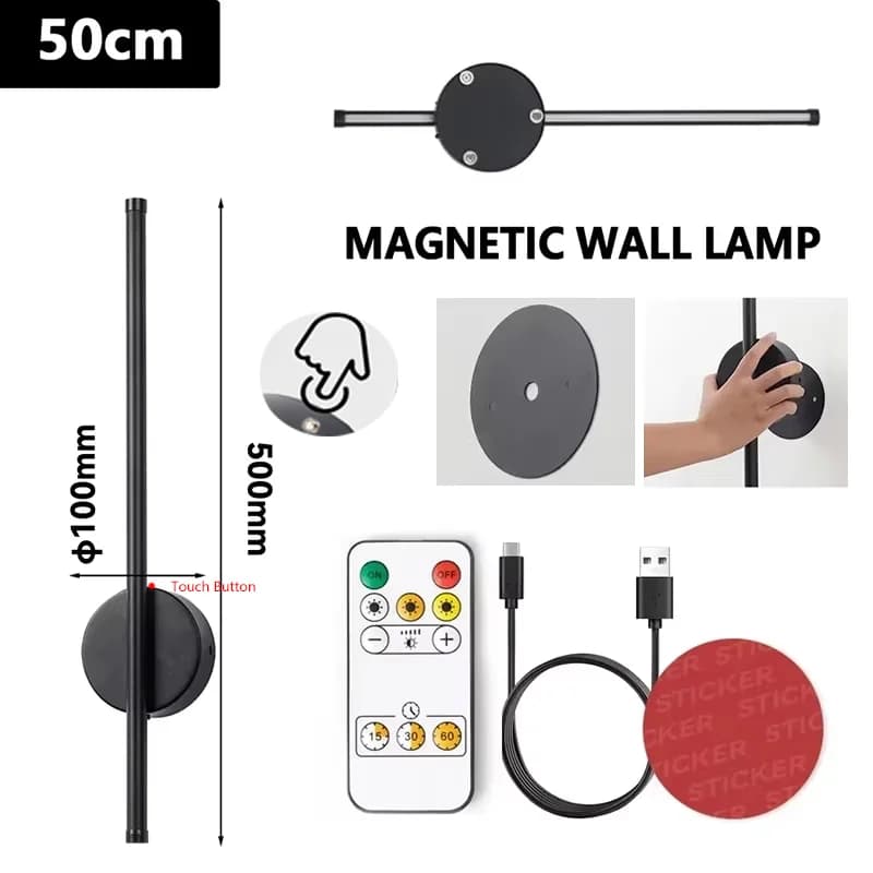 Applique murale LED interne sans fil, Rechargeable, 50cm/80cm, gradation moderne à côté de la nuit, 