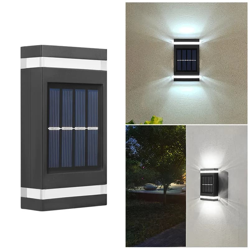 Applique murale solaire extérieure à 6led, lumières de lavage murales étanches, éclairage haut et ba