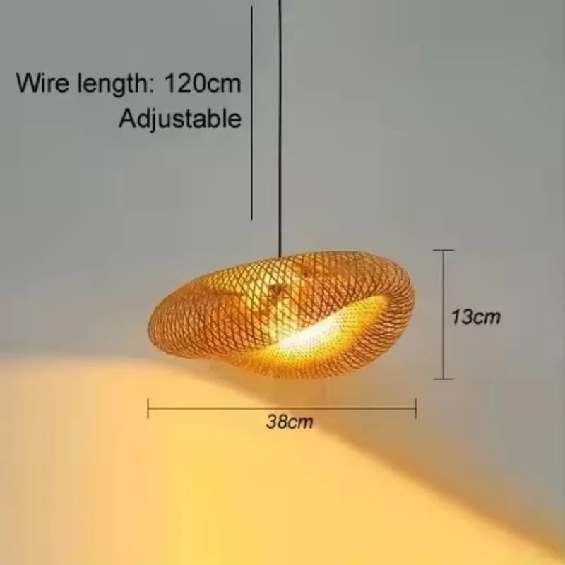 Fait à la main Vintage bambou tissage pendentif LED lumière maison suspendu lustre éclairage salon c