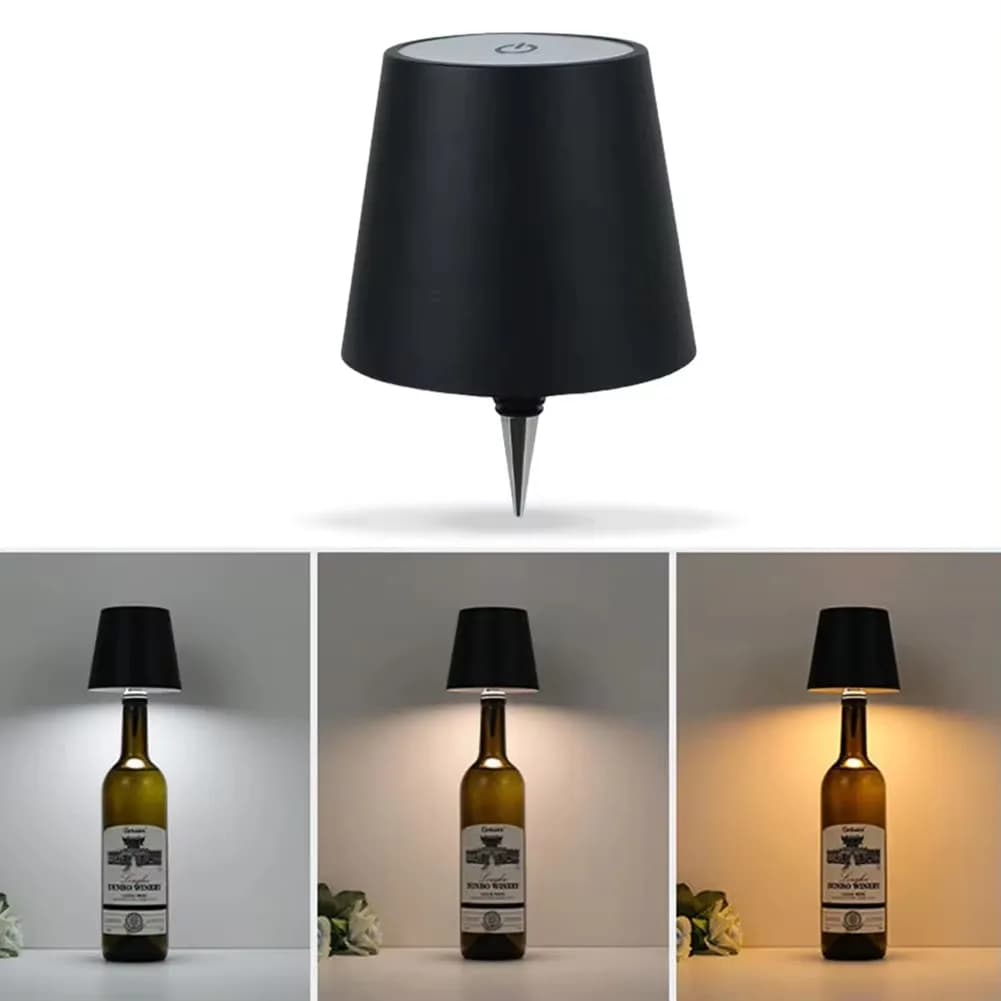 Lampe de table en forme de bouteille sans fil, commande tactile, 3 couleurs, gradation en continu, v