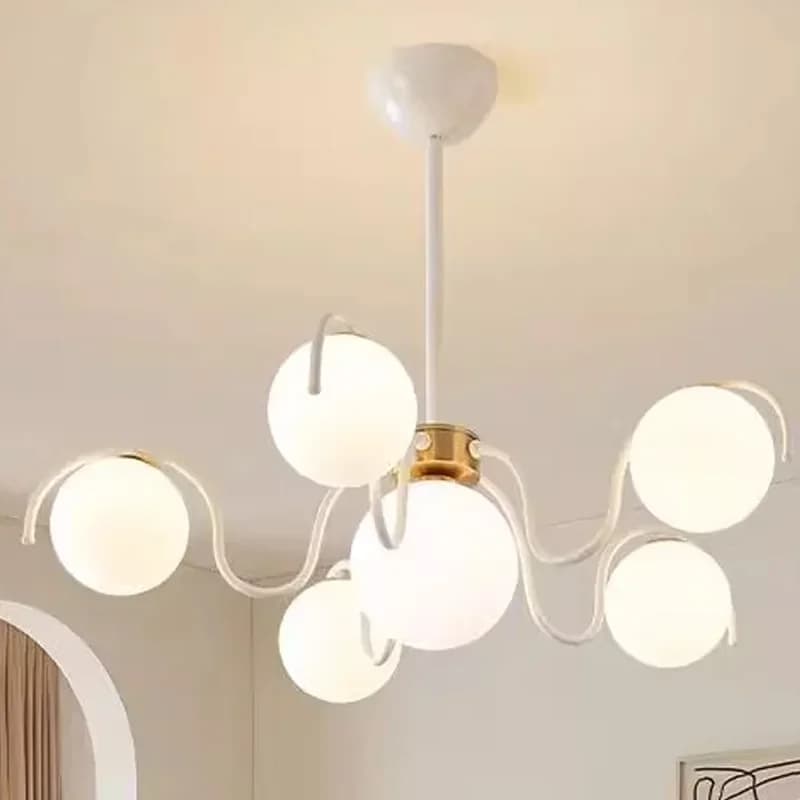 Moderne créatif LED plafond lustre lampe Design rond verre Suspension pendentif lumière décor à la m