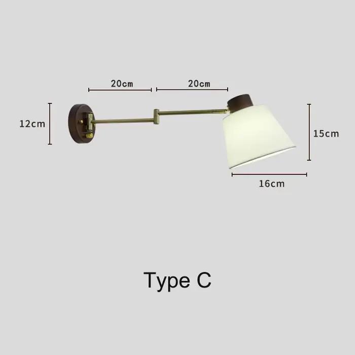 Lampe murale de chevet de chambre à coucher de style ancien avec bras articulé réglable et rotatif, 