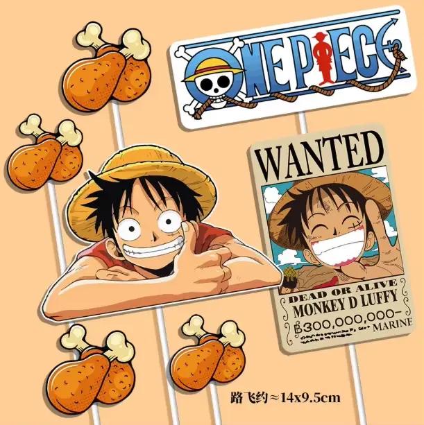 Décoration de gâteau One Piece Luffy, thème bateau pirate, voile de dessin animé, décoration amusant
