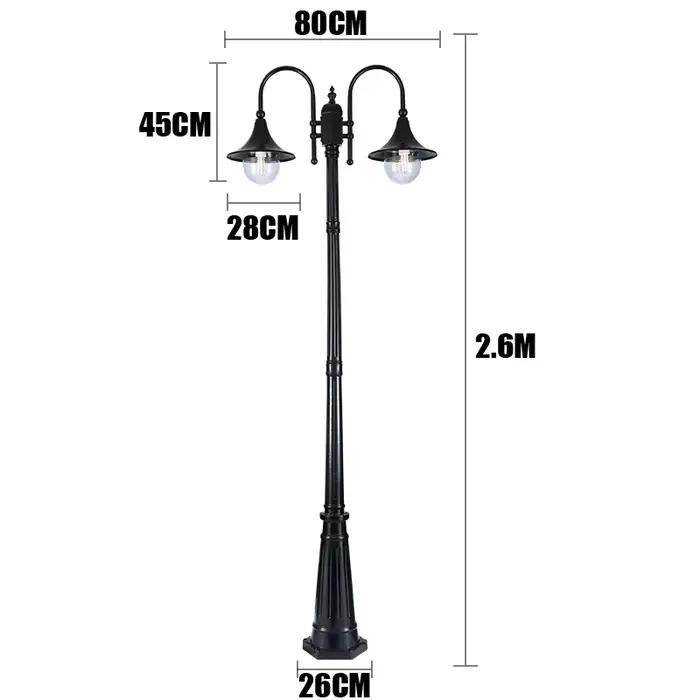(H≈2.6M) lampe de jardin de Style européen lampadaire lampe extérieure étanche ménage Double tête ha