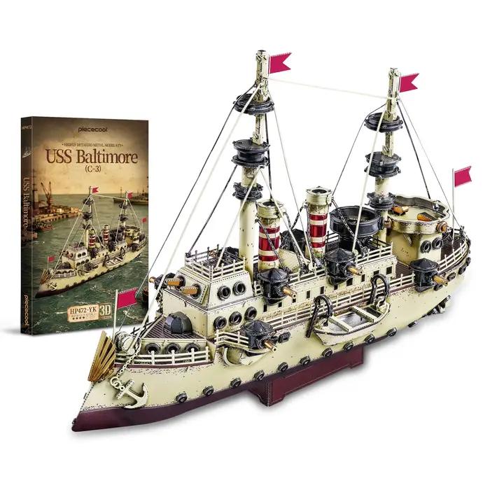 Puzzles 3D Piececool pour adultes, maquettes de navire USS Baltimore (C-3), puzzles 3D en métal, puz