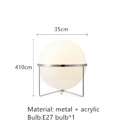 Lampe sur pied LED Garrault Delord en métal chromé avec boule en acrylique blanche, idéale pour cham