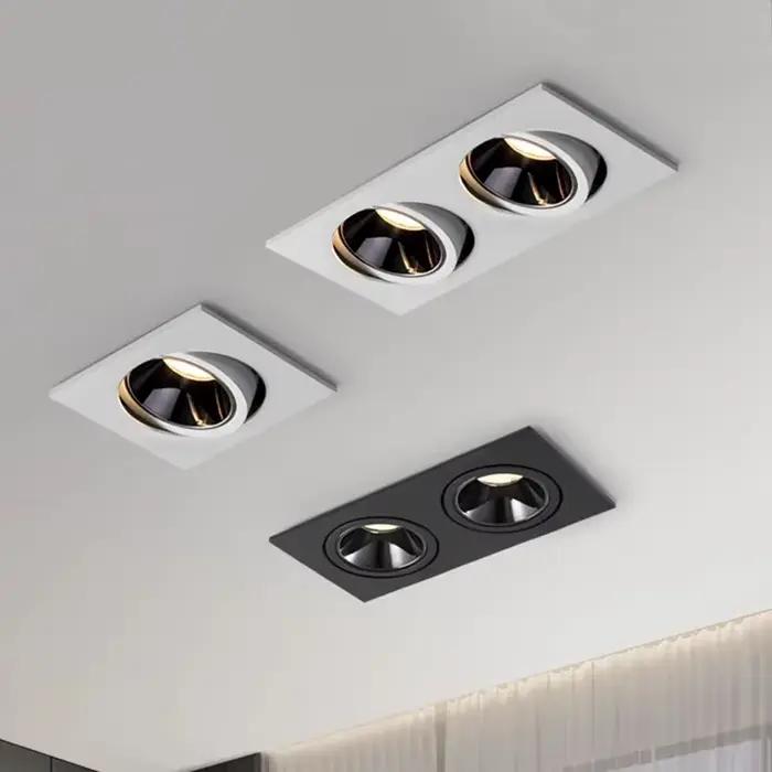 Plafond LED encastré 24W 10W simple/Double tête LED spots CREE COB Anti-éblouissement Downlight pour