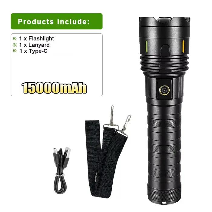 Lampe de poche Ultra lumineuse 1500W, projecteur d'urgence 4km, lampes de poche tactiques Led les pl