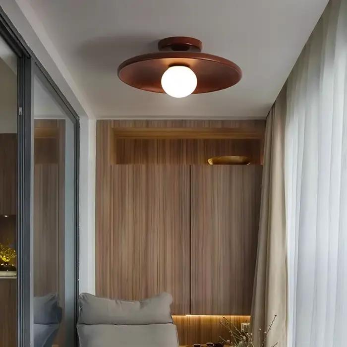 Plafonnier LED en Bois avec Disque Suspendu pour Couloir, Salon, Entrée, délégations, Luminaire