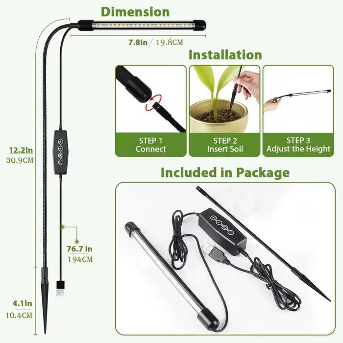 Lampe de Croissance de Plantes à Spectre Complet, USB, 5V, Solaire, Blanche, Hydroponique, 48LED, Na