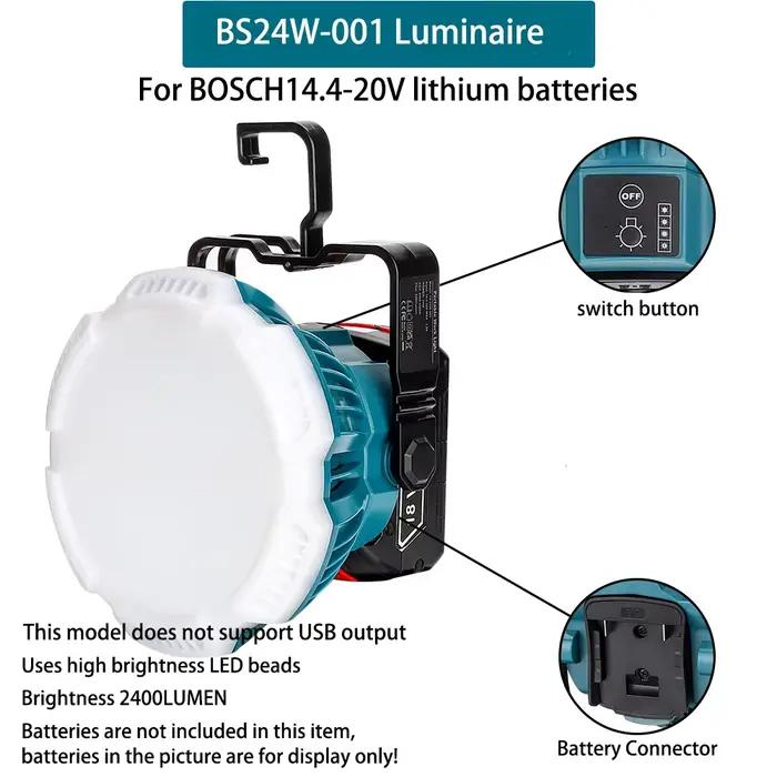 Lumières extérieures portables LED lumières de Camping pour Bosch 18V batterie au Lithium lampes de