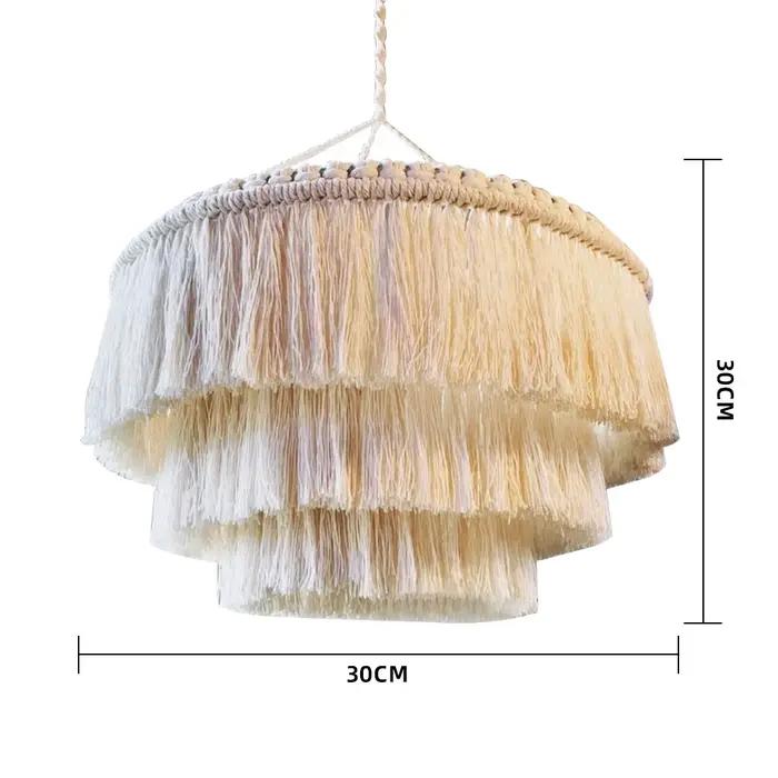 Abat-jour bohème en macramé avec pompon, tapisserie suspendue tissée nordique, couverture de lumière