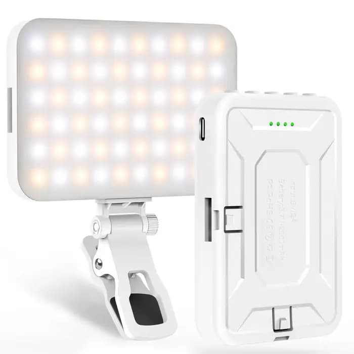 Lampe à selfie LED aste, 60 perles LED, 2500mAh, CRI 97 +, 7 modes d'éclairage, clip portable pour t