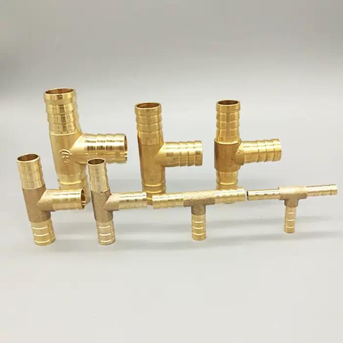 Raccord de tuyau en laiton en forme de T, connecteur à 3 voies pour tuyau en cuivre pagode, 4mm 5mm