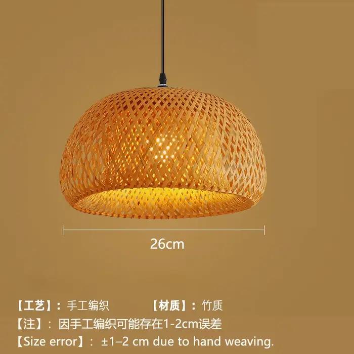 Lanterne en bambou suspension lampe rotin naturel osier E27 LED lustres tissé à la main abat-jour lu
