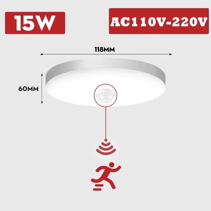 Détecteur de mouvement PIR LED plafonnier 110V 220V couloir chambre toilette lumière corps humain In
