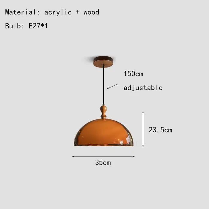 Lampe suspendue en acrylique marron avec abat-jour en bois foncé, ampoule E27, pour salle à manger,