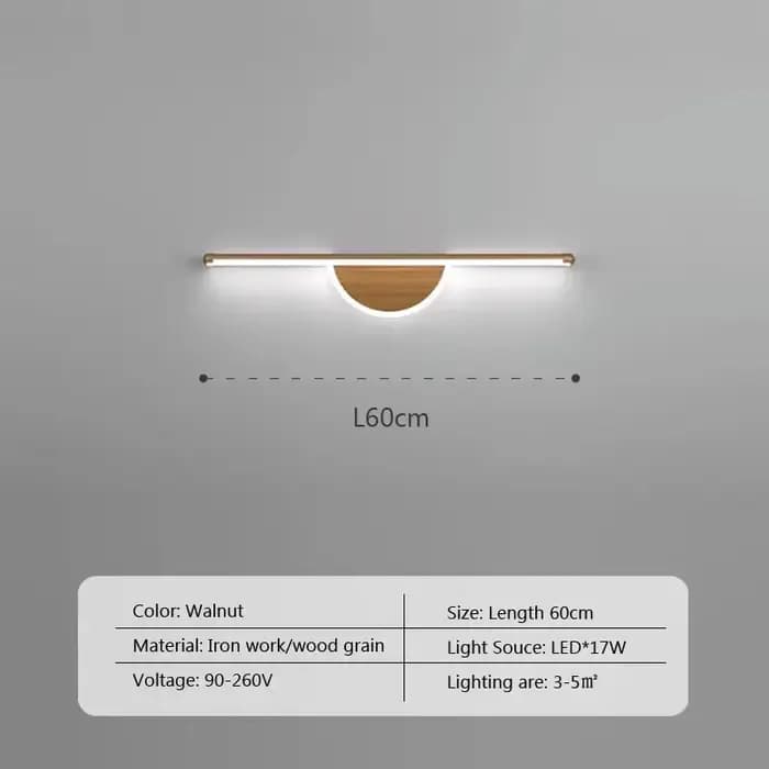 Applique murale LED moderne à longue bande, avec Grain de bois, pour miroir avant, chambre à coucher