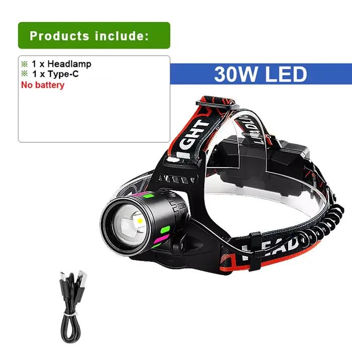 2026 nouveau haute puissance 1200W phare LED 990000000LM Zoom lampe frontale étanche Super lumineux