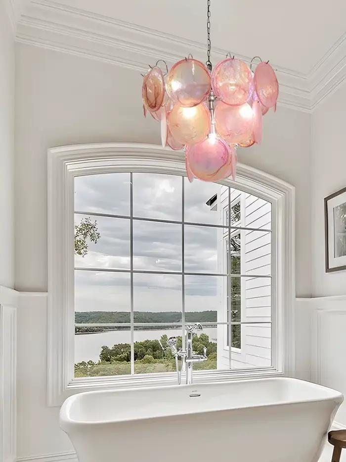 Plafonnier LED Vintage en Verre Rouge au Design poumons