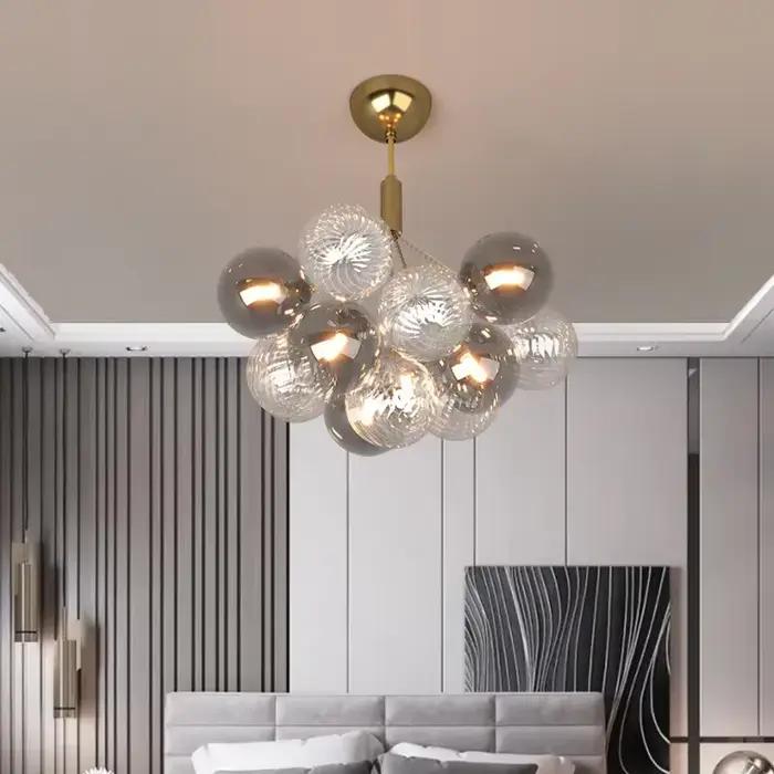 Moderne multicolore boule de verre suspension créative chambre d'enfants LED lustre salon