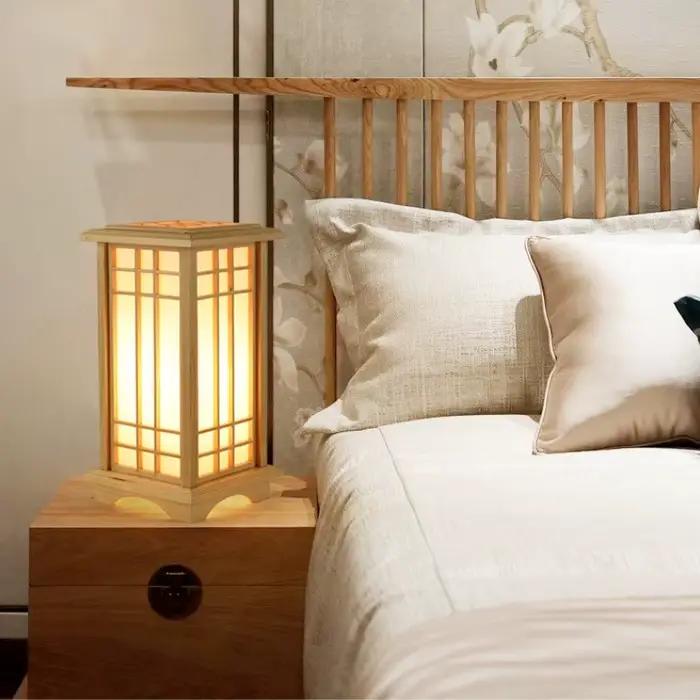 Lampadaire japonais moderne Style Tatami forme carrée lampe à LED en bois