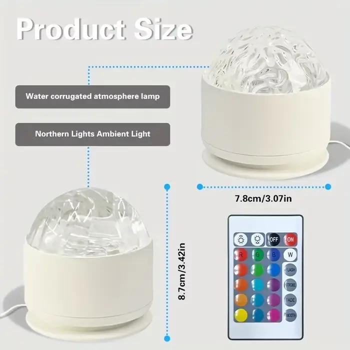 LED veilleuse aurore du nord/ondulation d'eau projecteur lampe avec télécommande fête décor lumière