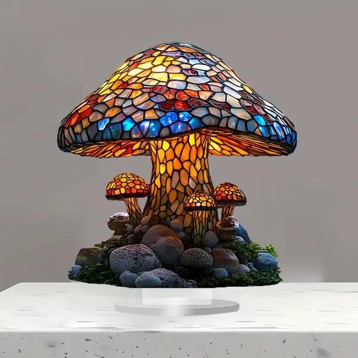1 lampe en forme de champignon en acrylique de style bohème contemporain