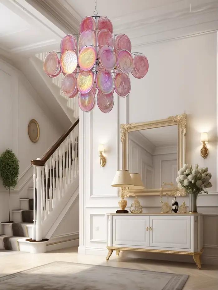 Plafonnier LED Vintage en Verre Rouge au Design poumons