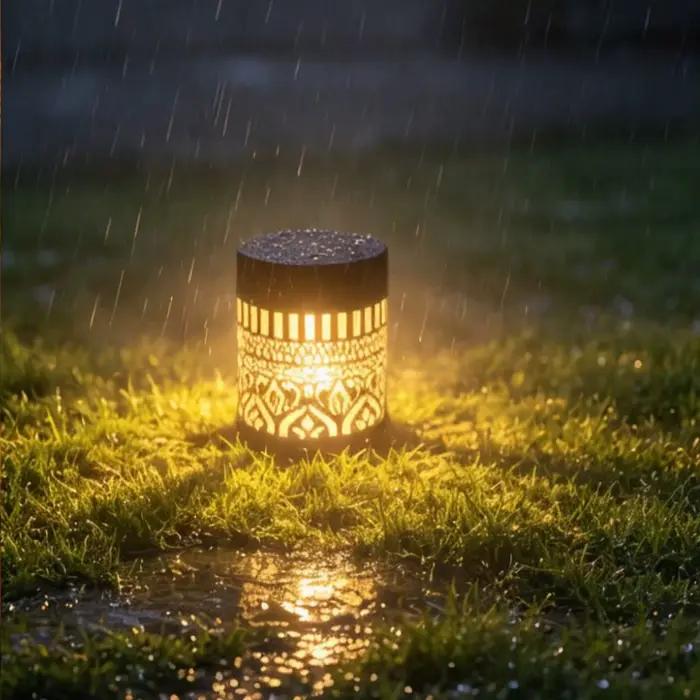 Lampe solaire Mandala, lampe en fer forgé ajouré