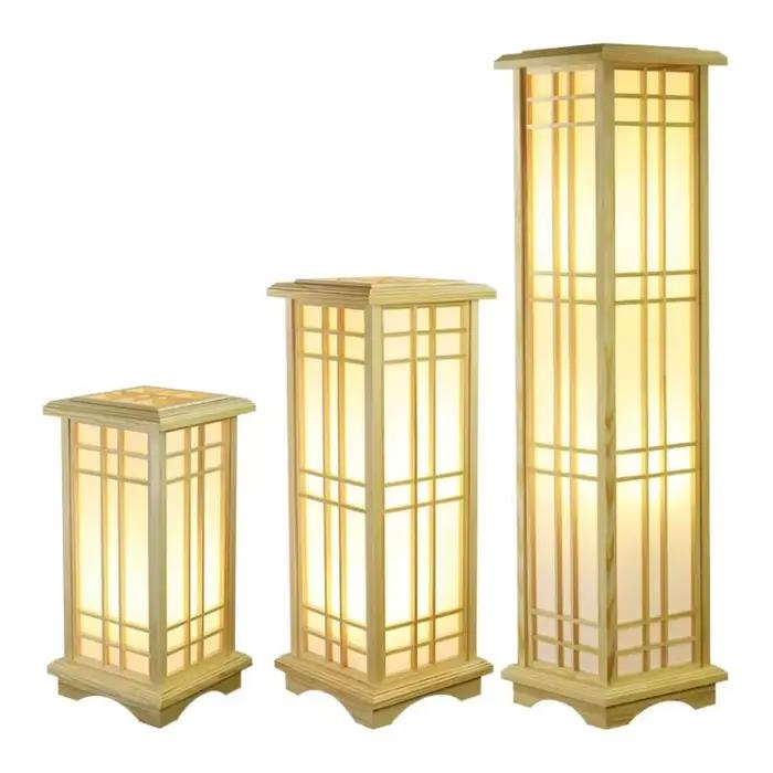 Lampadaire japonais moderne Style Tatami forme carrée lampe à LED en bois