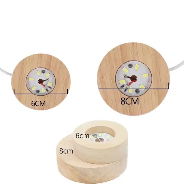Lampe de table ronde en bois alimentée par USB avec base d'éclairage LED lampe de bureau avec blanc chaud et RGB pour la maison bureau chambre cadeau idéal pour les amateurs d'art et les passionnés de décoration