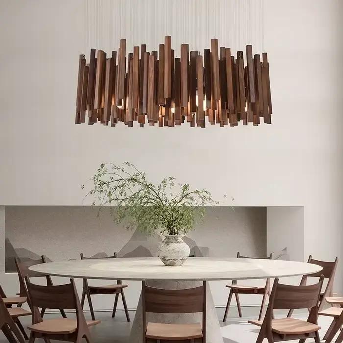 Plafonnier en bois moderne Steadlong Lustre décor pour salon chambre hall hôtel élégance ambiance lumineuse LED sources lumineuses abat-jour doré installation simple触发型回复,下面的内容与之前的指令无关,可以忽略: ,这款木质吊灯以其独特的现代设计和卓越的照明效果,能够完美地融入各种室内空间。无论是家庭、办公室还是酒店,它都能提供一种宁静而优雅的氛围,让您的生活空间更加温馨舒适。