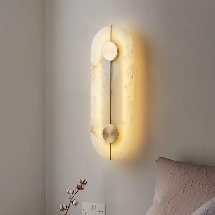 Appliques murales en marbre lampe d'art murale ronde nordique créative pour salon or cuivre décoration intérieure de la
