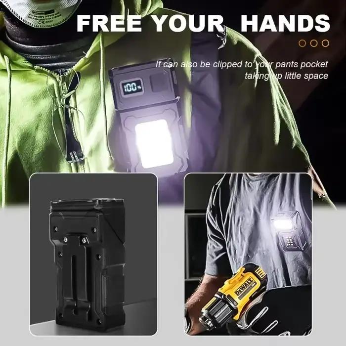 Mini lampe de poche LED, torche magnétique Portable d'extérieur, pour Camping, pêche, marche, travail, avec voyant d'avertissement rouge