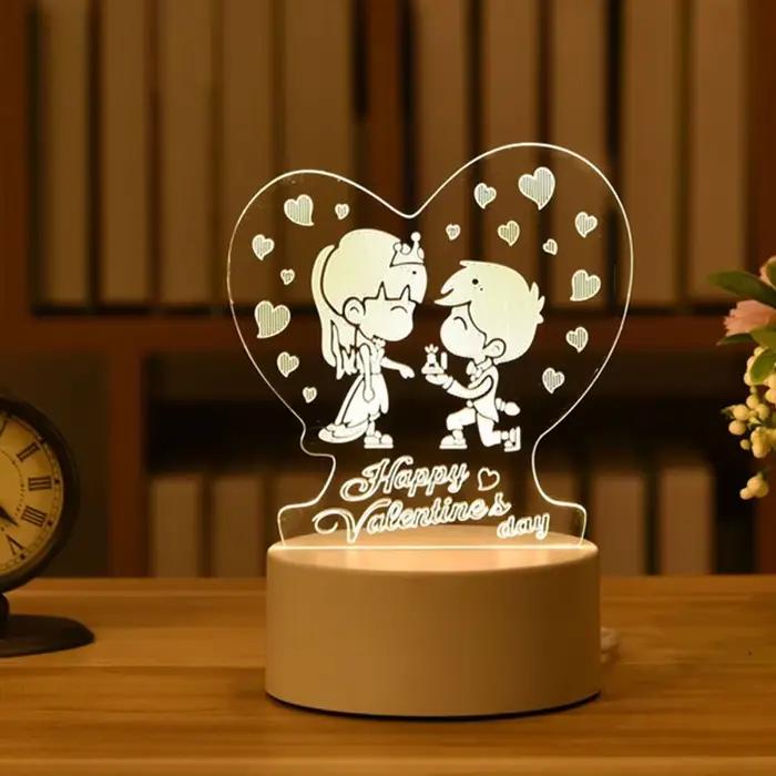 Lampe LED en acrylique 3D romantique pour maison veilleuse enfants décoration anniversaire Saint Valentin projection 3D table装饰品节日装饰投影灯
