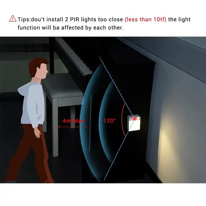 LED veilleuse PIR capteur de mouvement lampe de nuit détecteur sans fil AA alimenté par batterie applique marche/arrêt automatique armoire escaliers éclairage