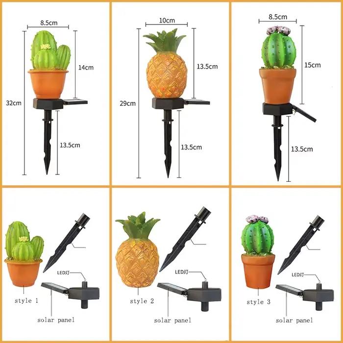 1/2 pièces LED lumière solaire extérieure étanche ananas Cactus décoratif jardin