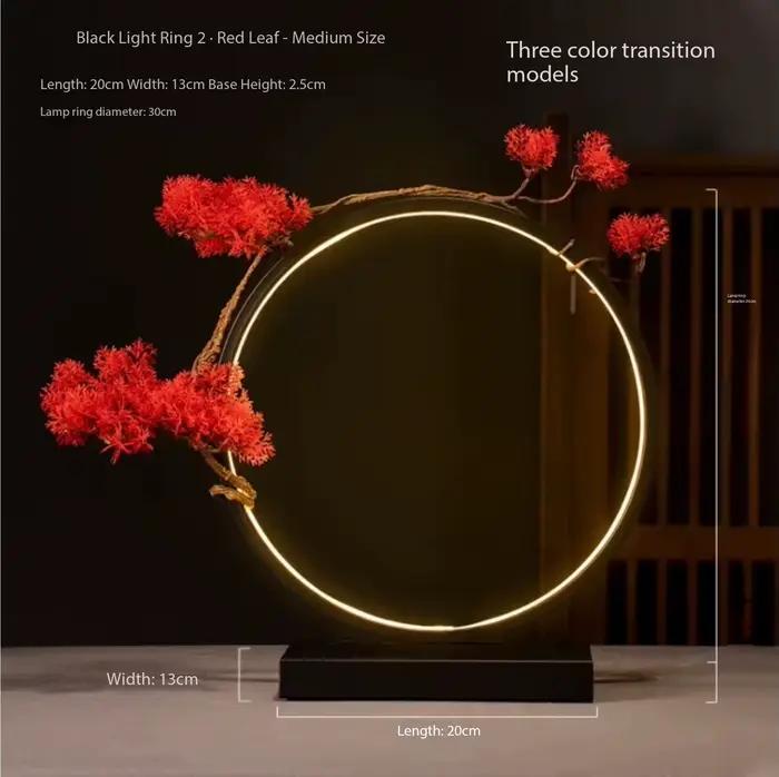 Lampe annulaire LED en céramique et émail de style chinois pour salon bureau club yoga et décoration festive occassions spéciales