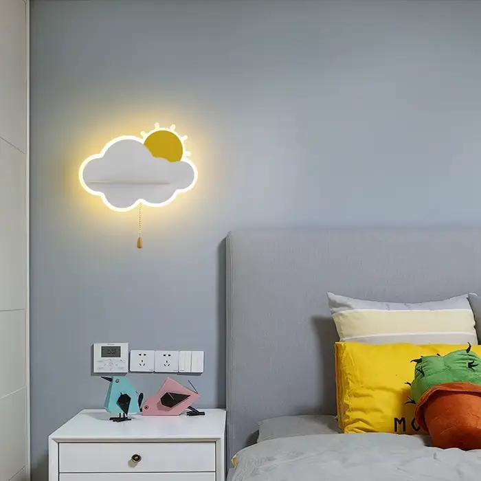 Nuage soleil étagère mur LED lampe chambre enfants chambre décoration nuit créative minimaliste applique murale enfants intérieur bébé chambre lumière