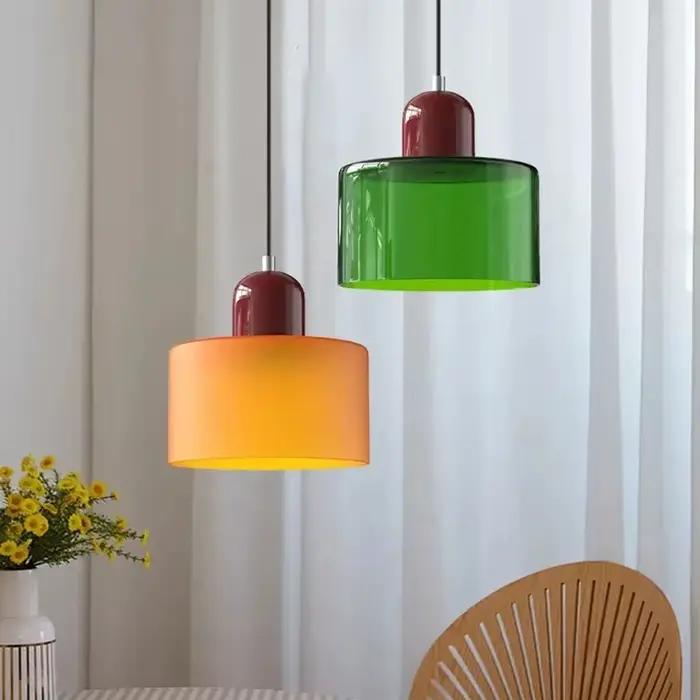 Lampe suspendue en pierre de verre nordique moderne pour chambre à coucher et autres pièces, éclairage simple et élégant pour intérieur et espaces publics