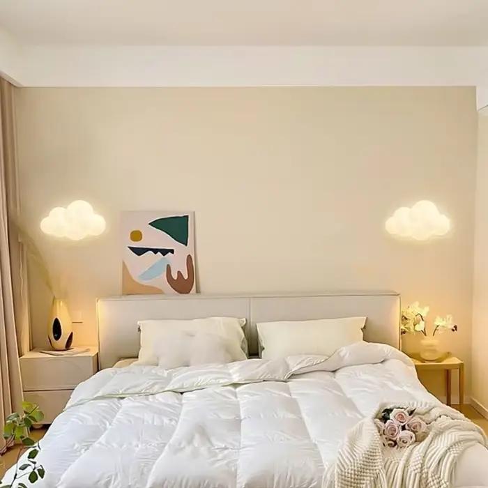 Applique murale nordique créative en nuages blancs, Applicable à la décoration de la pièce, décoration de la chambre à coucher, lumières LED de chevet, éclairage intérieur