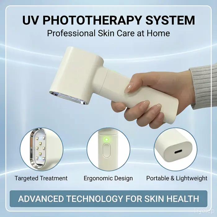 Lampe à main pour le vitiligo, utilisation domestique, lampe UVB 308 nm pour la photothérapie du vitiligo, thérapie par la lumière pour les taches de psoriasis, l'eczéma et les maladies cutanées
