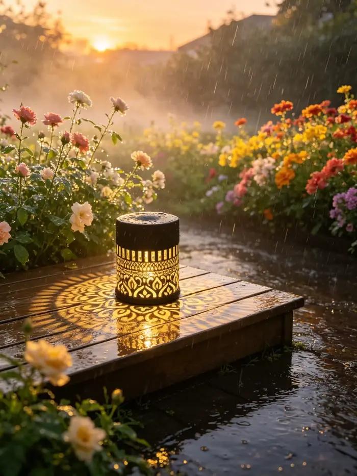 Lampe solaire Mandala, lampe en fer forgé ajouré