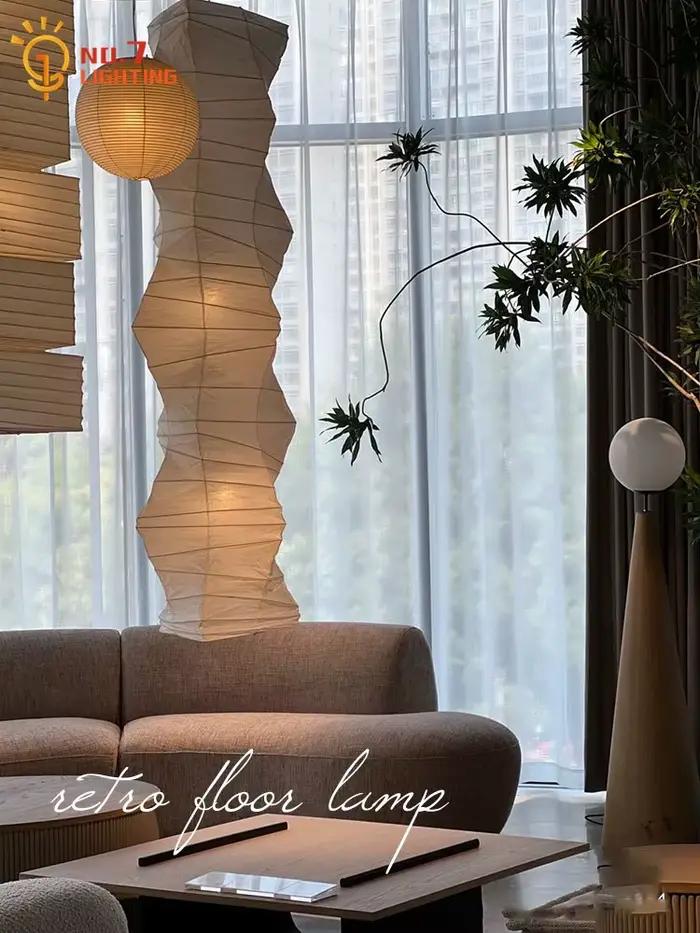 Wine--sabi-Lampadaire LED en papier de riz Akari Noguchi Yong