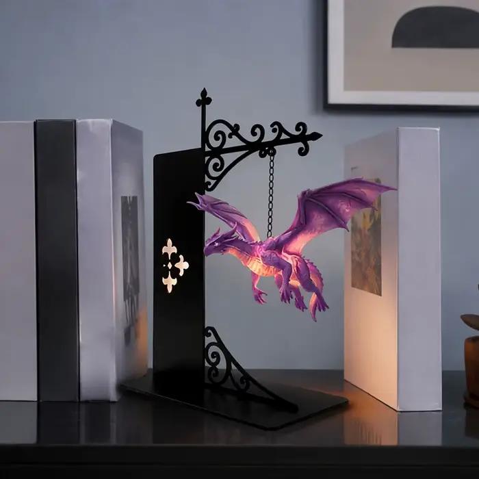 Lampe de bibliothèque Dragon Flottant, Lumières de bibliothèque Dragon Volant, Ornement, Veilleuse Dragon Flottant Enchantant, Décoration de maison et de chambre