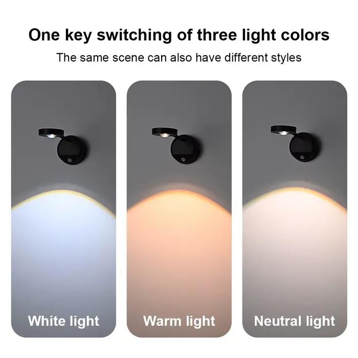 Applique murale LED sans fil rechargeable par USB avec détecteur de mouvement