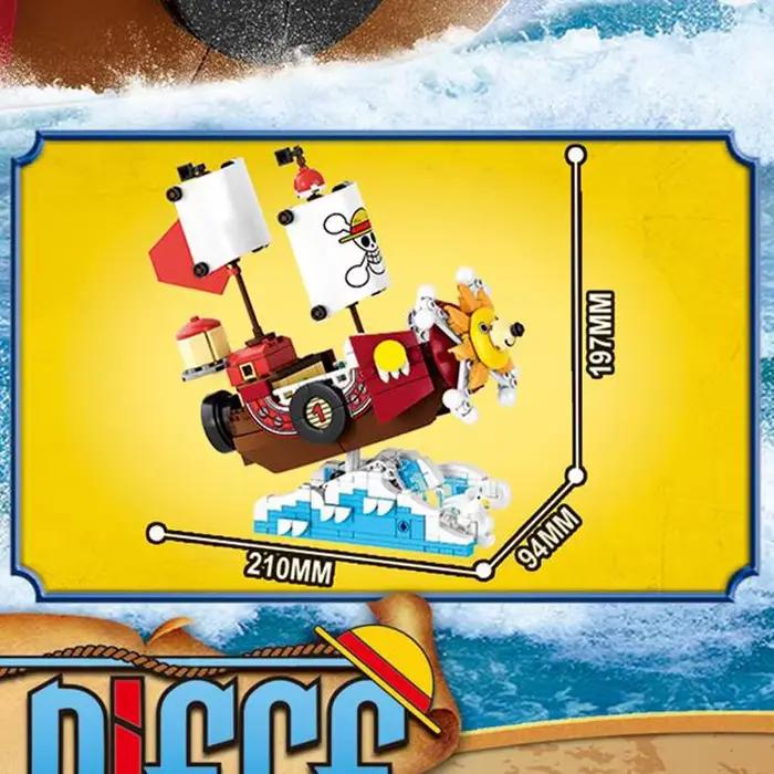 En stock, bateau pirate en briques de construction, bateau à voile, ensemble de briques de bateau pirate de dessin animé, jouets pour enfants, cadeaux de Noël