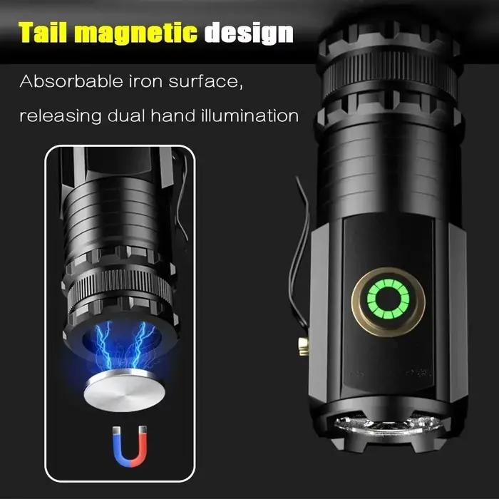 MIni lampe de poche LED puissante 2000LM 3LED lumière Ultra forte 18350 batterie intégrée USB Rechargeable avec aimant torche Portable